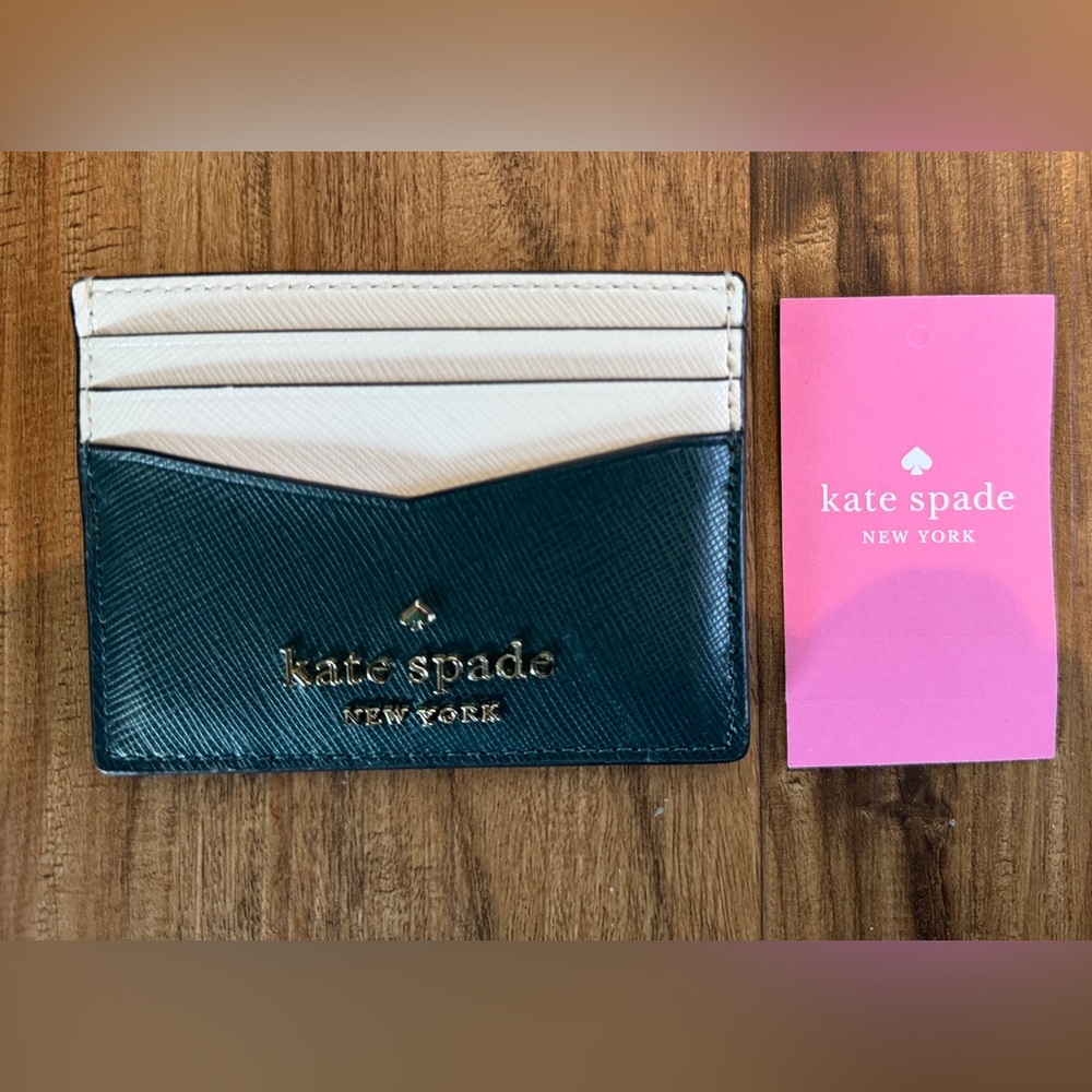NWT Kate Spade Wallet, Mini, Business or Credit Cards. Green with Light Green.